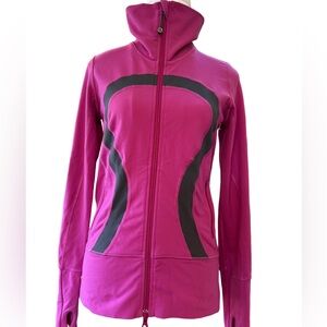Lululemon In Stride Jacket – Paris Pink with Black Detailing – Size 4